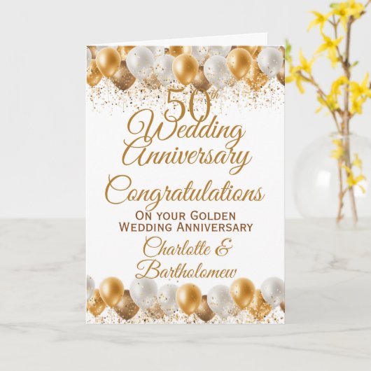 50e Jubileum voor bruiloft gefeliciteerd Kaart (Gele Bloem)