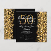 50e Jubileum voor bruiloft - Glam Gold Kaart (Voorkant / Achterkant)