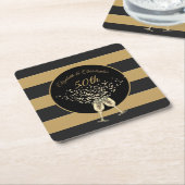 50e Jubileum voor bruiloft Gold Black Stripe Elega Kartonnen Onderzetters (Schuin)