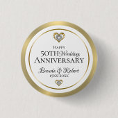 50e Jubileum voor bruiloft Gold en wit Ronde Button 3,2 Cm (Voorkant)