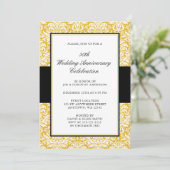 50e Jubileum voor bruiloft Gold en zwarte Damask Kaart (Staand voorkant)