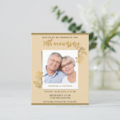 50e Jubileum voor bruiloft Gold Glitter Floral Fot (Staand voorkant)