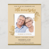 50e Jubileum voor bruiloft Gold Glitter Floral Fot (Voorkant)