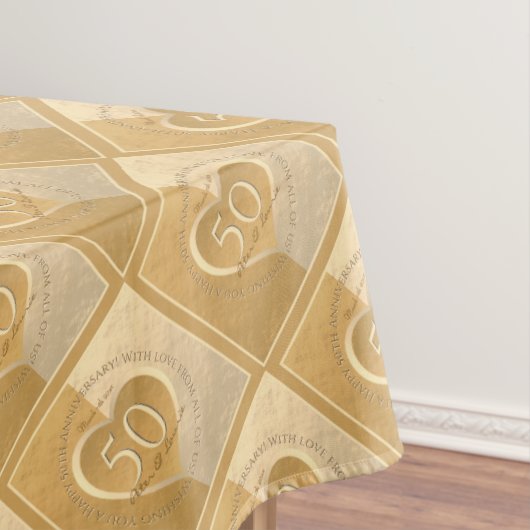 50e Jubileum voor bruiloft Gold Ochre Tablecloth Tafelkleed (Voorbeeld)