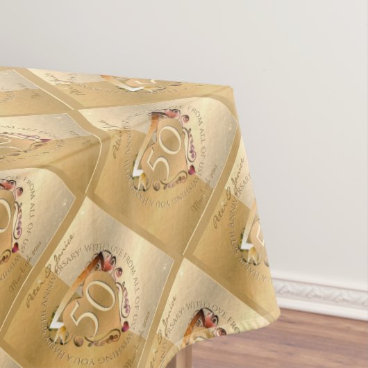 50e Jubileum voor bruiloft Gold Ochre Tablecloth Tafelkleed (Voorbeeld)