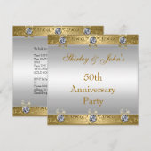 50e Jubileum voor bruiloft Gold White Kaart (Voorkant / Achterkant)