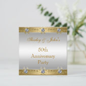 50e Jubileum voor bruiloft Gold White Kaart (Staand voorkant)