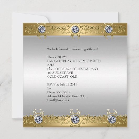 50e Jubileum voor bruiloft Gold White Kaart (Achterkant)