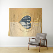 50e Jubileum voor bruiloft Golden Foto Heart Tapes Wandkleed (In Situ (horizontaal))