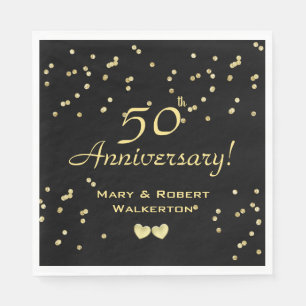 50e Jubileum voor bruiloft - Golden Hearts Napkins Servet