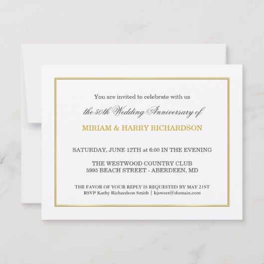 50e Jubileum voor bruiloft - Indure uitnodigingen (Achterkant)