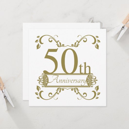 50e Jubileum voor bruiloft Kaart (Voorkant / Achterkant in situ)