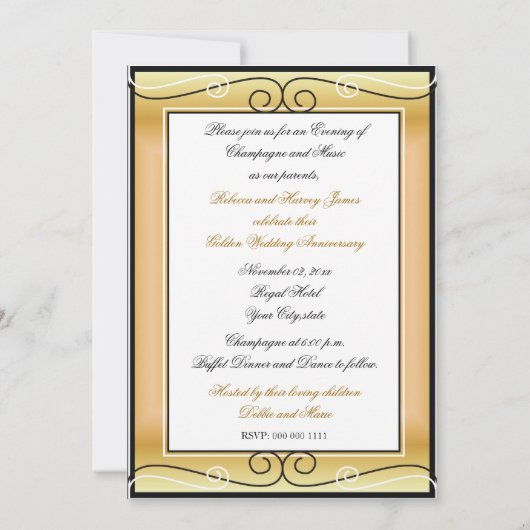 50e Jubileum voor bruiloft Kaart (Achterkant)