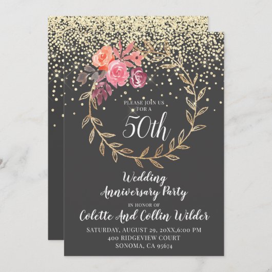 50e Jubileum voor bruiloft Kaart (Voorkant / Achterkant)