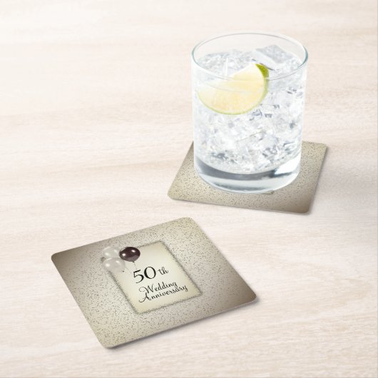 50e Jubileum voor bruiloft Kartonnen Onderzetters (Insitu)