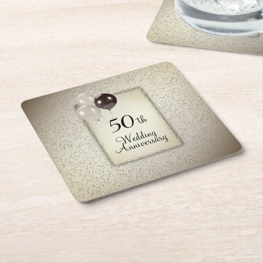 50e Jubileum voor bruiloft Kartonnen Onderzetters (Schuin)