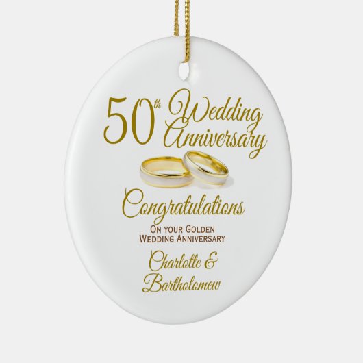 50e Jubileum voor bruiloft Keramisch Ornament (Rechts)