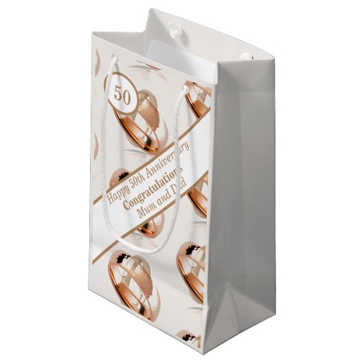 50e Jubileum voor bruiloft Klein Cadeauzakje (Voorkant Gekanteld)