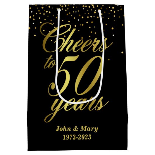 50e Jubileum voor bruiloft Medium Cadeauzakje (Achterkant)