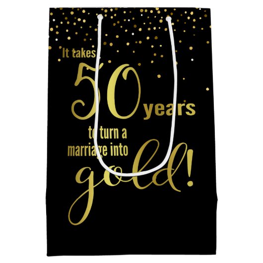 50e Jubileum voor bruiloft Medium Cadeauzakje (Achterkant)