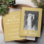 50e Jubileum voor bruiloft met foto's - geborsteld Kaart<br><div class="desc">50 jaar - Een elegant maar modern design met een afbeelding aan de ene kant en de uitnodigingsinformatie aan de andere kant.</div>