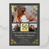 50e Jubileum voor bruiloft met Lijst Folie Uitnodiging (Voorkant)