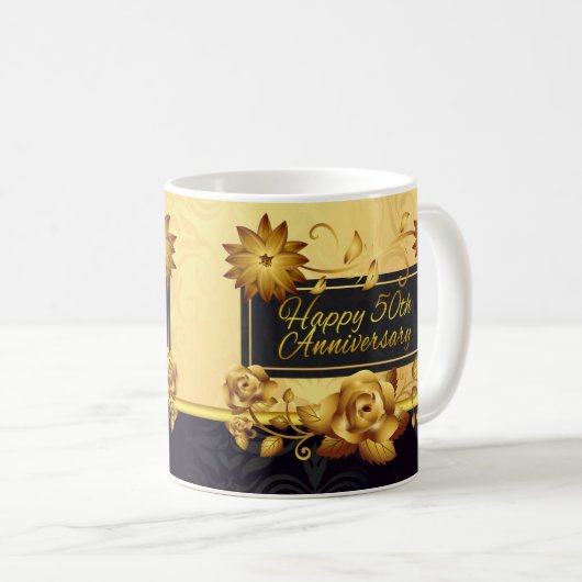 50e Jubileum voor bruiloft Mok cadeau (Voorkant rechts)