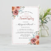 50e Jubileum voor bruiloft, Roos Gold, Mint Floral Kaart (Staand voorkant)