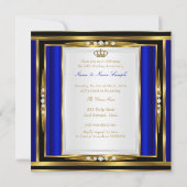 50e Jubileum voor bruiloft - Royal Blue Gold Crown Kaart (Achterkant)
