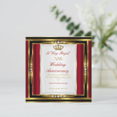 50e Jubileum voor bruiloft - Royal Red Gold Crown Kaart (Staand voorkant)