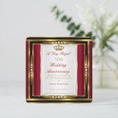 50e Jubileum voor bruiloft - Royal Red Gold Crown Kaart (Staand voorkant)