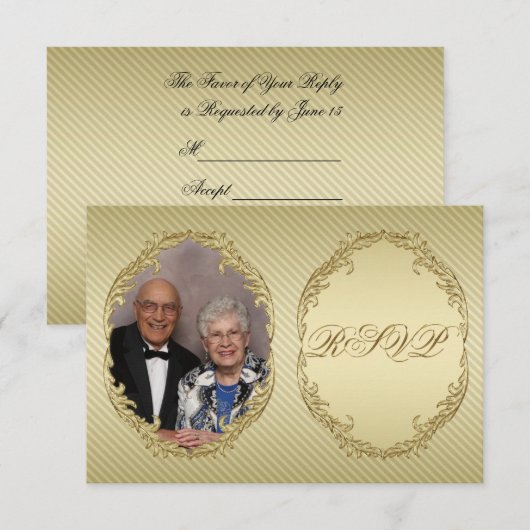 50e Jubileum voor bruiloft RSVP-kaart RSVP Kaartje (Voorkant / Achterkant)