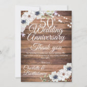 50e Jubileum voor bruiloft Rustic Floral Bedankkaart (Voorkant)