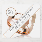 50e Jubileum voor bruiloft Sparkling Wijnetiket (Enkel label)