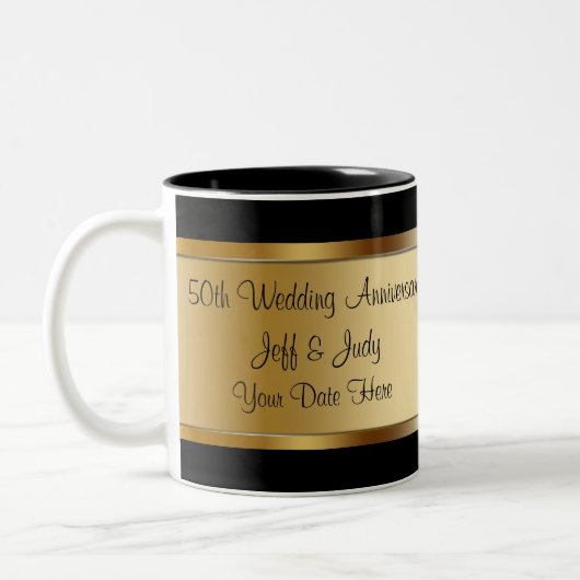 50e Jubileum voor bruiloft Tweekleurige Koffiemok (Links)