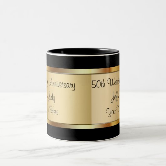 50e Jubileum voor bruiloft Tweekleurige Koffiemok (Center)