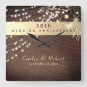 50e Jubileum voor bruiloft Vierkante Klok (Voorkant)