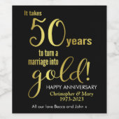 50e Jubileum voor bruiloft Wijn Etiket (Enkel label)