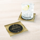 50e Jubileum voor bruiloft - zwart & goud Glazen Onderzetter (Schuin)