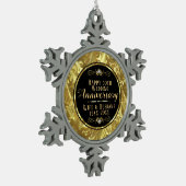 50e Jubileum voor bruiloft - zwart & goud Tin Sneeuwvlok Ornament (Links)