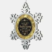 50e Jubileum voor bruiloft - zwart & goud Tin Sneeuwvlok Ornament (Rechts)