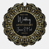 50e Jubileum voor bruiloft - zwart & goudLijst Ornament Kaart (Achterkant)