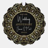 50e Jubileum voor bruiloft - zwart & goudLijst Ornament Kaart (Voorkant)