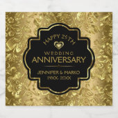 50e Jubileum voor bruiloft, zwart & goudmaskers Bier Etiket (Enkel label)