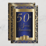 50e Jubileum voor gouden en blauwe bruiloft | DIY- Kaart<br><div class="desc">🥇 EEN ORIGINEEL KOPYRIGHT ART ONTWERP VAN Donna Siegrist ALLEEN BESCHIKBAAR OP ZAZZLE! 50TH GOLDEN Wedding Jubileum Party nodigt u uit om u te personaliseren. 😊 Dit product is 100% . De grafiek en/of de tekst kunnen worden toegevoegd, worden geschrapt, worden bewogen, resized, rond, worden geroteerd, enz.. ✔ (enkel door...</div>