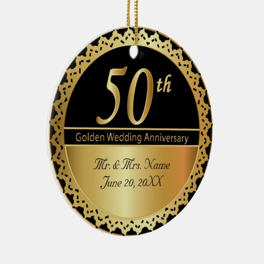 50e Jubileum voor het weddenschap met de Golden Keramisch Ornament (Rechts)