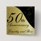 50e Jubileum voor het weddenschap met de Golden |  Vierkante Button 5,1 Cm (Voorkant)