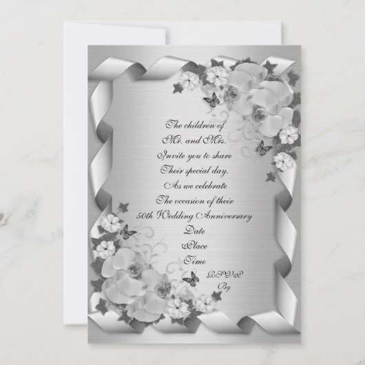 50e Jubileum voor ouderenuitnodiging Kaart (Achterkant)