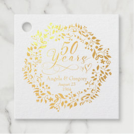 50e Jubileum voor weddenschappen Gold Wreath Heart Bedankjes Labels