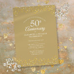 50e Jubileum voor weddenschappen Golden Hearts Con Kaart<br><div class="desc">Met delicate gouden liefde harten confetti. Pas je aan met je speciale gouden verjaardagsinformatie van 50 jaar in de goudbeker. Ontworpen door: Thisnotme©</div>